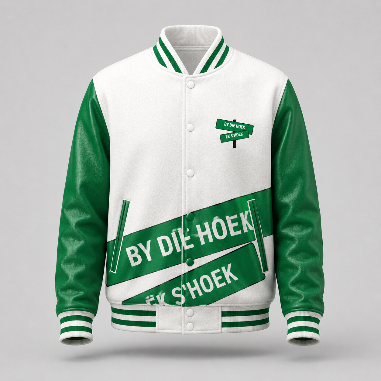By Die Hoek Tees 3 Green Corner Varsity Jacket